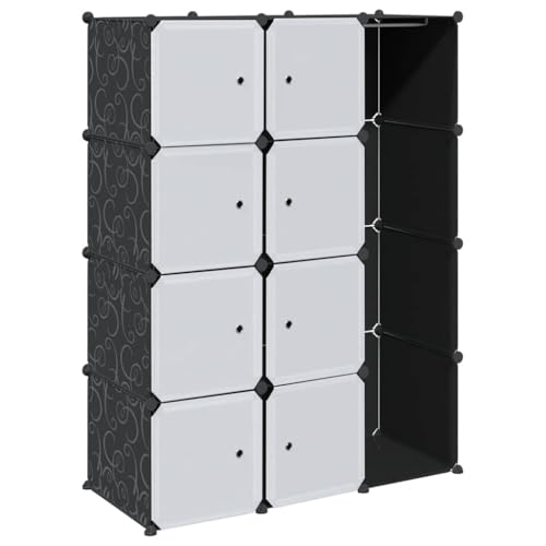 Teenpull Modular Closet Cabinet Storage Lockers Clothes Locker Hanging Wardrobe, Black & White Plastic Shelves for Bedroom, Closets, Clothing - Modern Design