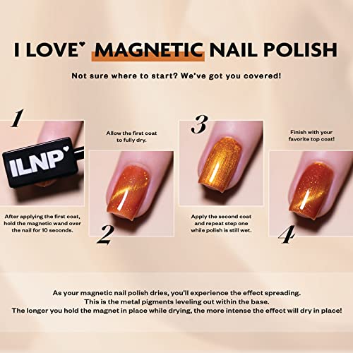ILNP Darkest Hour - Black-Based Blue Magnetic Shimmer Nail Polish - Vegan, Cruelty Free, Non Toxic