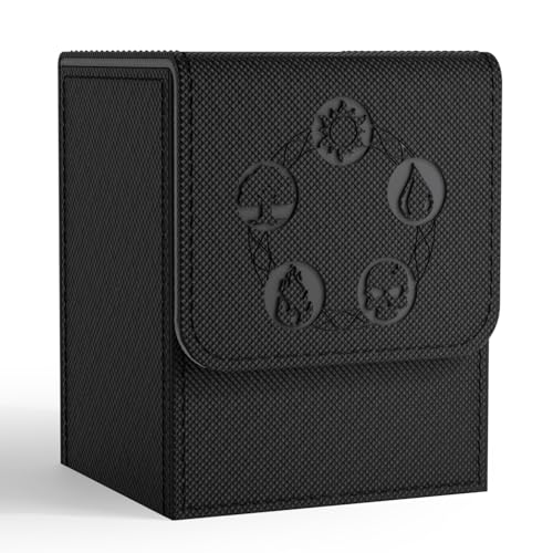 ZLCA Card Deck Box for Trading Cards with 2 Dividers, Card Storage Box Fits 100+ Single Sleeved Cards, PU Leather Strong Magnet Card Deck Case Holder for Magic Commander TCG CCG (Green)