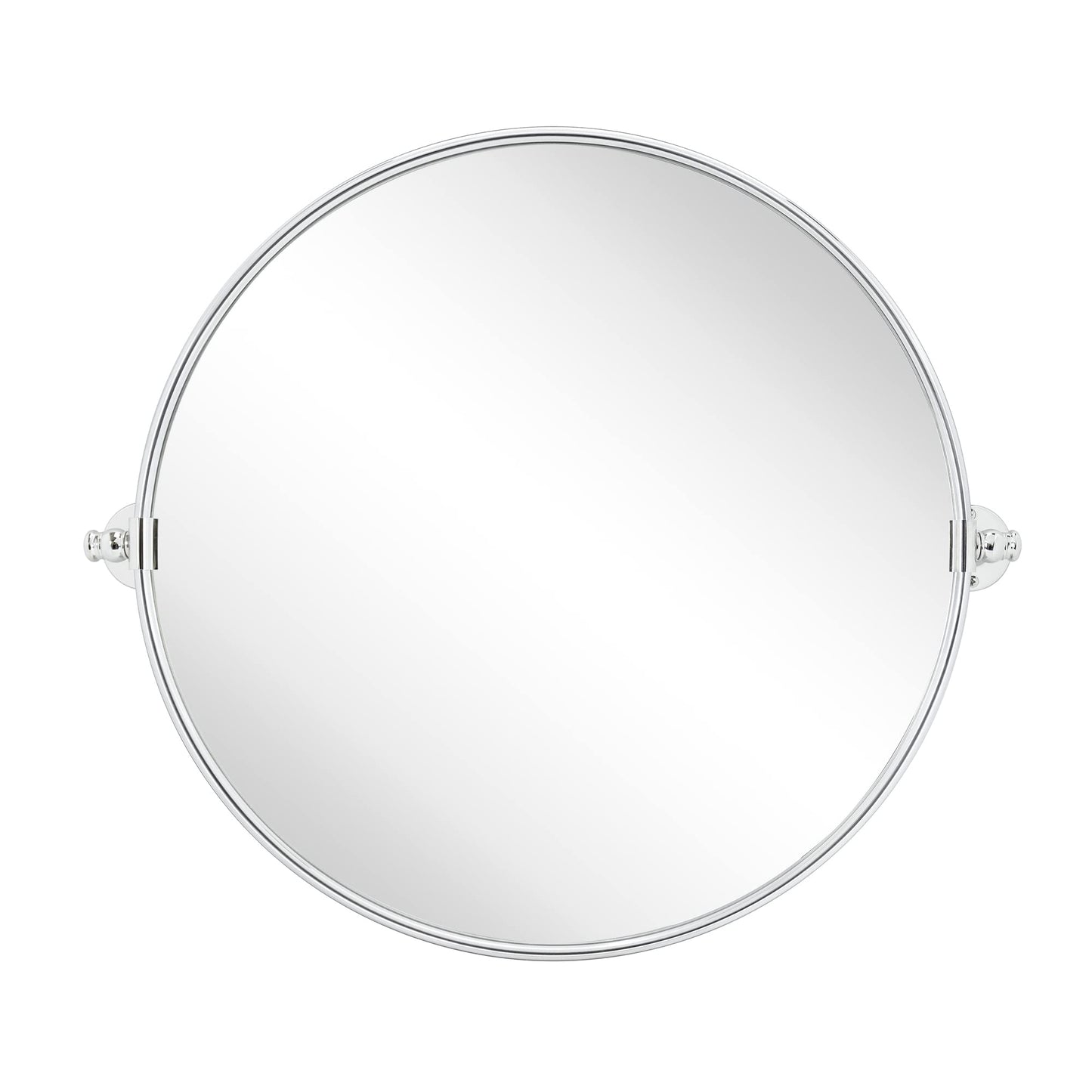 TEHOME Round Pivot Bathroom Mirror Chrome Circle Metal Framed Tilting Vanity Mirrors for Wall