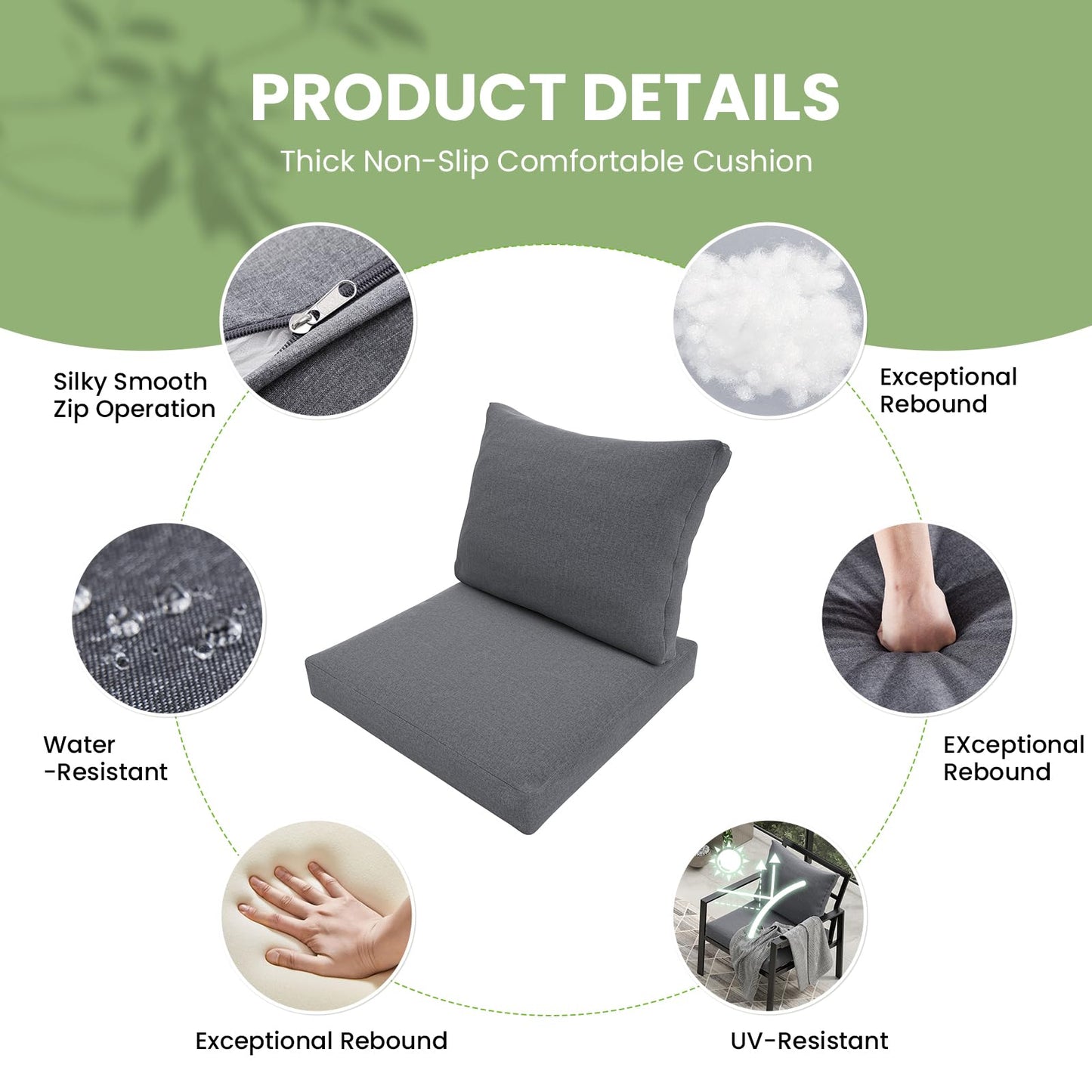 Soohow Patio Furniture Set,5 Pieces Outdoor Patio Furniture with Coffee Table Set,Metal Conversation Set with Waterproof Fabric & High-Resiliency Cushions(Grey)