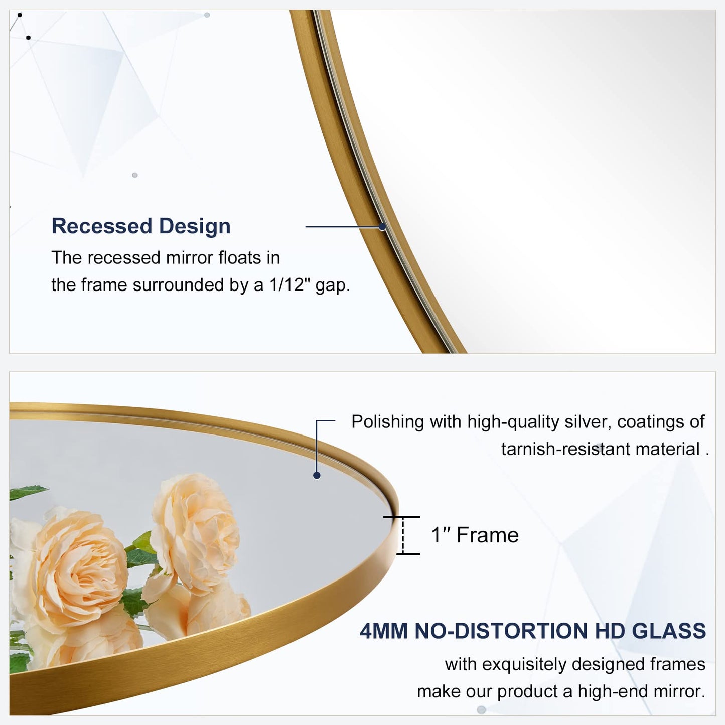 ANDY STAR Oval Gold Mirror, 22x30'' Brushed Gold Oval Mirror for Bathroom, Oval Wall Mirror for Btahroom Gold Vanity Mirror in Stainless Steel Frame Wall Mount Horizontal or Vertical