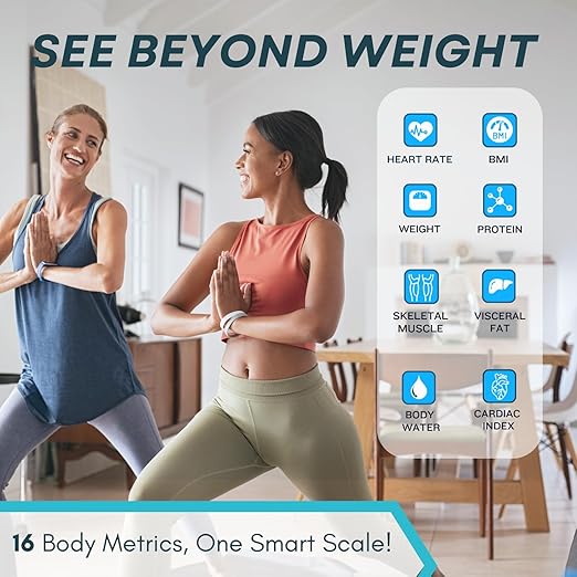 Body Fat Smart Bluetooth Scale, 16 Body Composition Analyzer, Smart Scale with BMI, Fat Percentage, Muscle Mass, Large LCD,Syncs with iOS/Android Fitness Apps, 400 lbs Capacity - Dark Blue