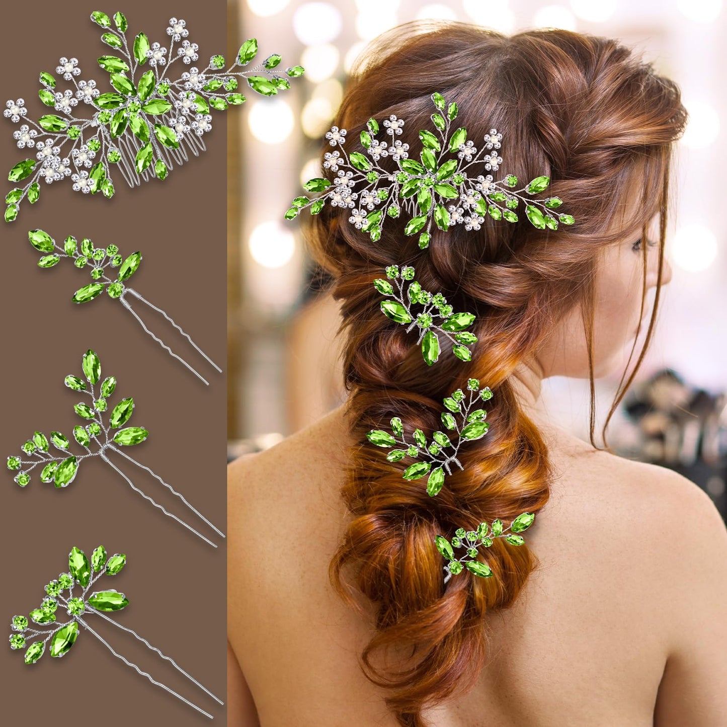 Wedding hair accessories, Bridal for piece, brides headpiece, Bride comb(Green)