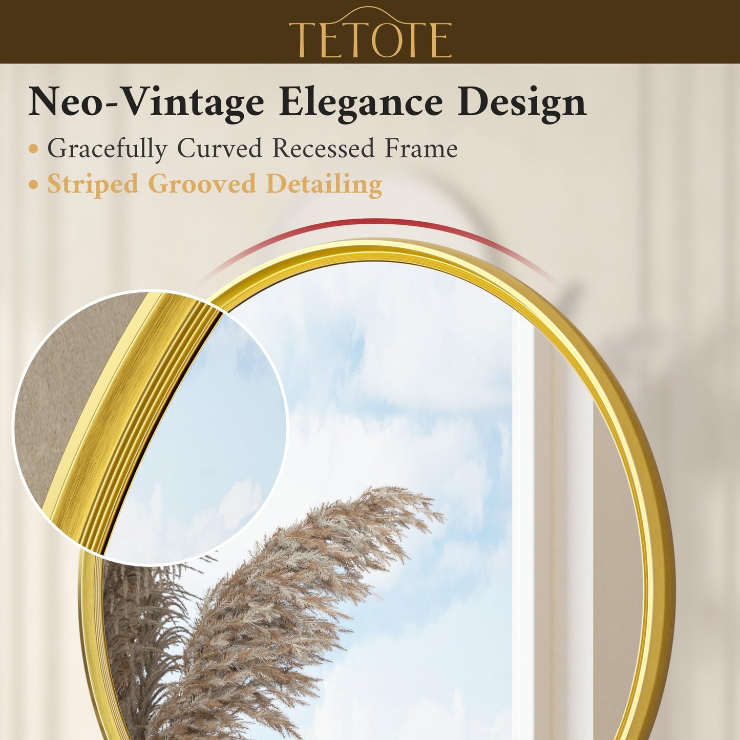 TETOTE Round 18 inch Brushed Gold Mirror for Entryway Decor Bathroom Vanity