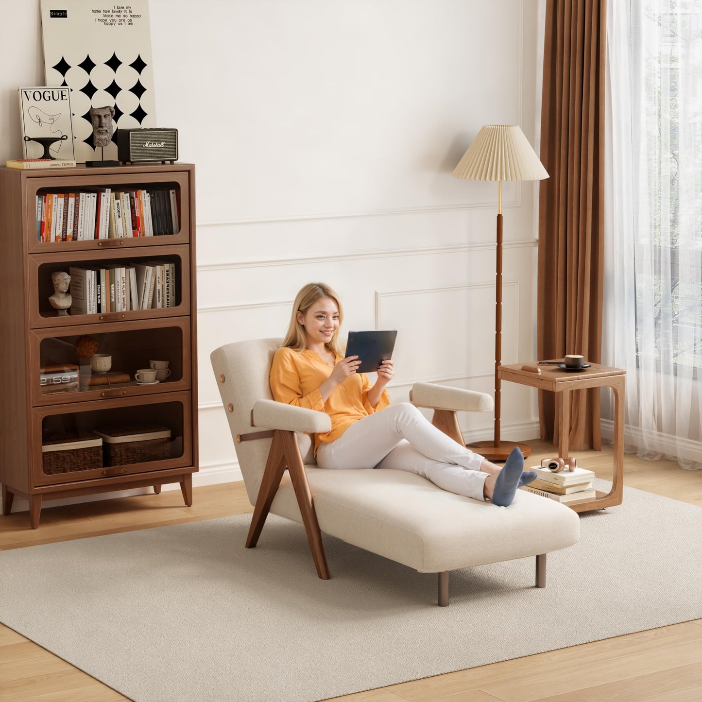 Convertible Sleeper Chair, 3-in-1 Single Sofa Bed for Adults,Pull Out Lounge Sleeper Chairs,Foldable with Adjustable Backrest (D31.8 x W21.3 x H31.8 inch(Beige))
