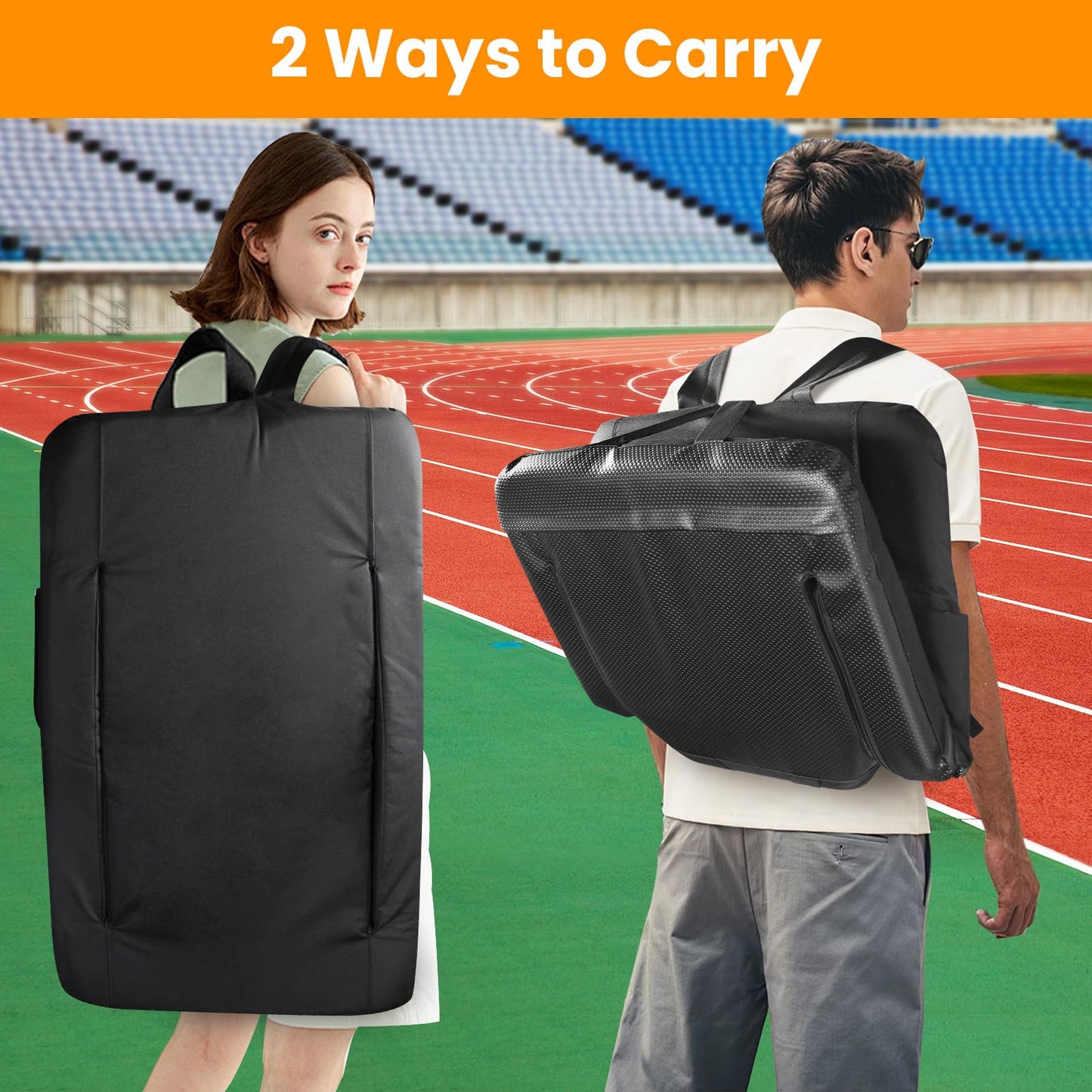 Stadium Seats with Back Support, 2 Pack Bleacher Chairs with Back and Cushion, Wide Bleacher Seat 6 Reclining Back, Folding Stadium Chairs with Armrests Hook Cupholder for Outdoor Sport Beach Concert