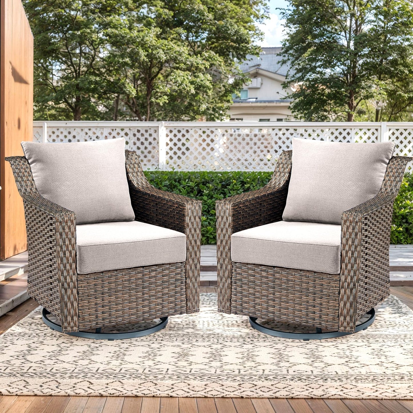 Outdoor Seat Cushion Set-24 x 24 x 6 Inch Outdoor Chair Cushions Set of 2 with Water Resistant & Removable Cover Outdoor Cushions for Patio Furniture Chair Sofa Couch-Beige