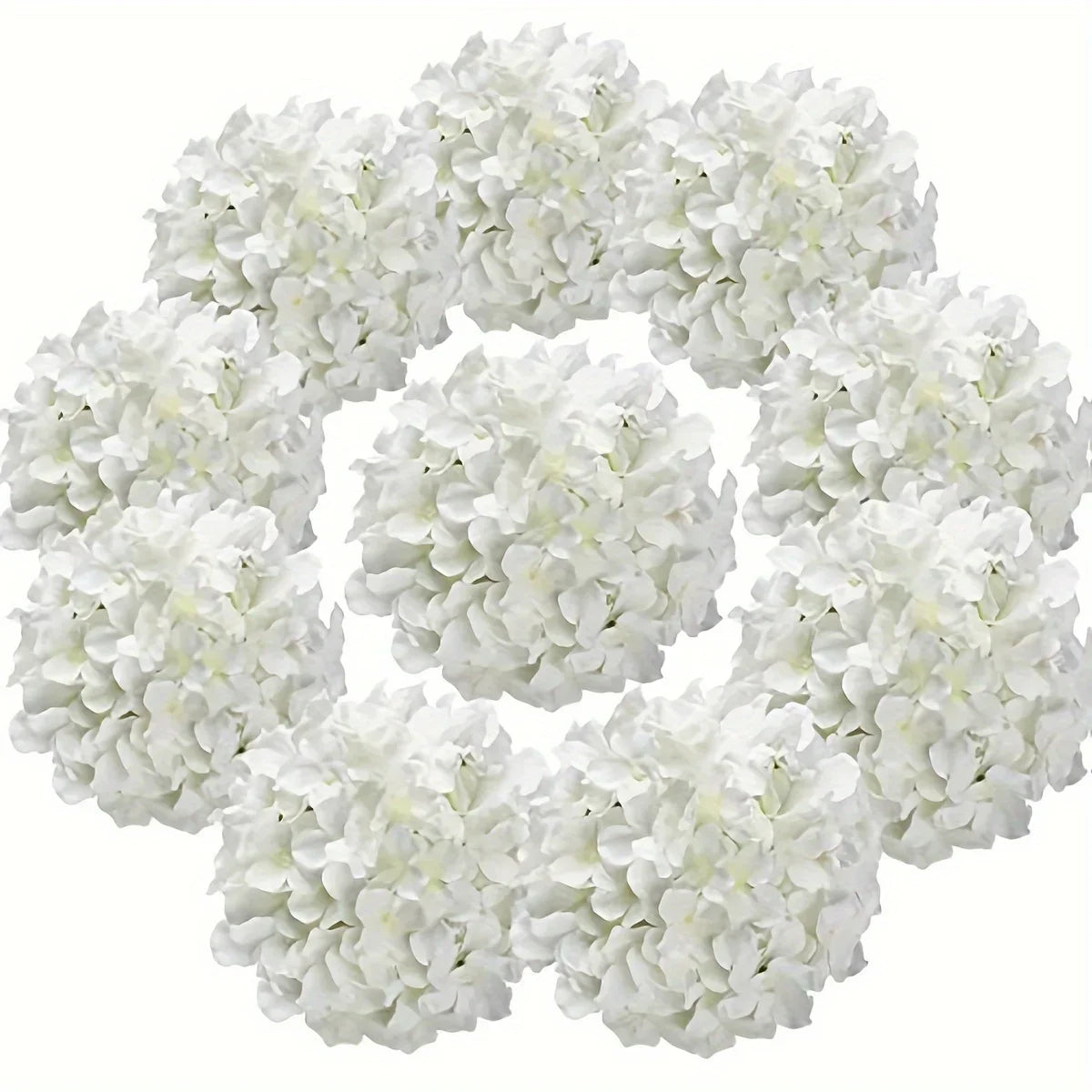 10PCS Silk Hydrangea Heads with Stems