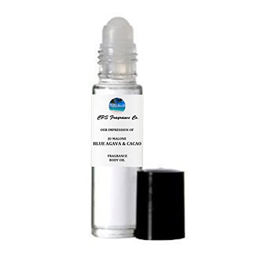 BLUE AGAVA & CACAO For Women & Men Type Hypoallergenic Pure Perfume Body Oil Roll On 1/3oz (10ml) CPS Fragrance Co. Impression made with Pure essential Oils + Organic Fractionated Coconut Oil