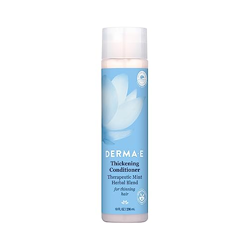 Derma E Thickening Conditioner for Thinning Hair and Natural Growth – Sulfate Free Therapeutic Mint and Herbal Hair Food Conditioner, 10 oz