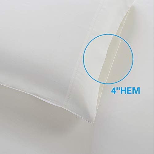 ELINEN 100% Supima Cotton Sheets 600 Thread Count,Bed Sheet Set King Size Sheets 4 Pieces,Soft & Silky Sateen Weave, Fits Mattress Up to 18",Deep Pocket, Breathable & Fade Resistant(Ivory,King)