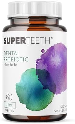 SuperTeeth Chewable Dental Probiotic for Adults & Kids | Support Healthy Teeth & Gums | Oral Health | Fights Bad Breath | BLIS M18 | 60 Mint Flavored Tablets | Fluoride & Sugar Free | Vegan Supplement