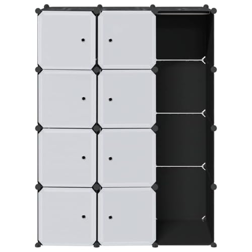 Teenpull Modular Closet Cabinet Storage Lockers Clothes Locker Hanging Wardrobe, Black & White Plastic Shelves for Bedroom, Closets, Clothing - Modern Design