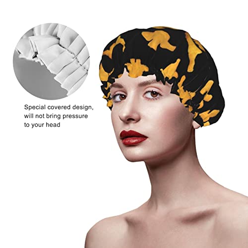 Cute Dinosaur Chicken Nuggets Shower Cap Reusable Double Waterproof Layers Bathing Shower Hat Hair Protection Shower Hat