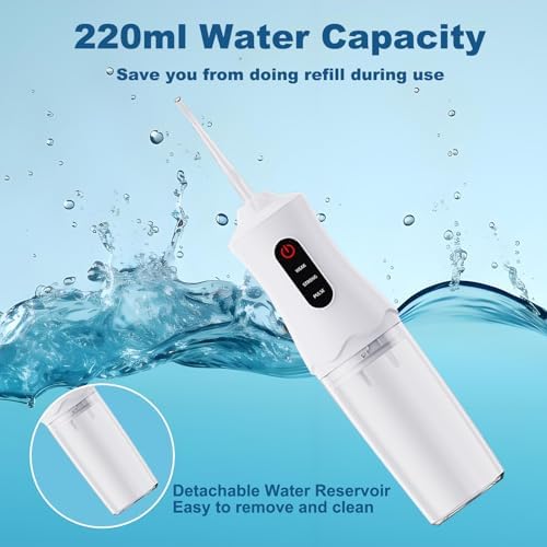 Water Dental Flosser Cordless for Teeth Cleaning and Flossing Portable Electric Water Floss Irrigator Oral Water Flossed Rechargeable Tonsil Stone Adults Kids Braces Home Office Travel