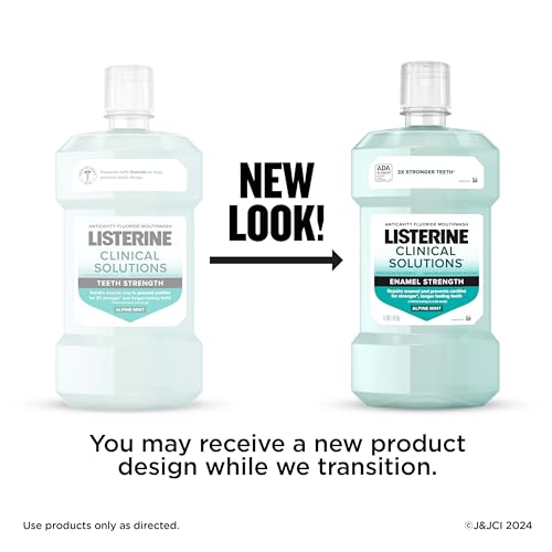 Listerine Clinical Solutions Enamel Strength Mint Oral Rinse, Daily Anticavity Fluoride Mouthwash to Repair Tooth Enamel & Prevent Cavities for Stronger* Teeth, Alpine Mint, 1 L