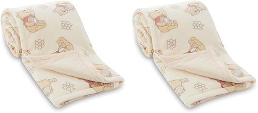 Disney Mickey Mouse, Minnie Mouse, Winnie The Pooh, Lilo and Stitch 2-Ply Infant Blanket - Soft Fleece with Polyfill - Cozy and Warm Baby Blanket for Baby Boys and Girls, 30x40 Inches (Pack of 2)
