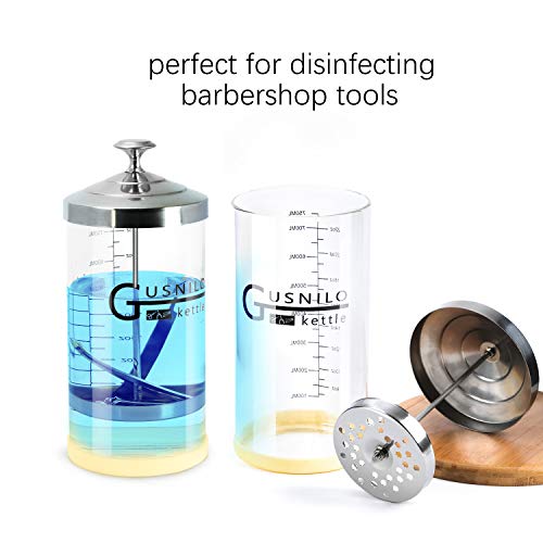 Gusnilo Barbicide Jar 30 Oz with Stainless Steel Tray, Barber Sanitizing Jar, Salon Disinfectant Jar for Nail Tools, Hair Salon,Spa