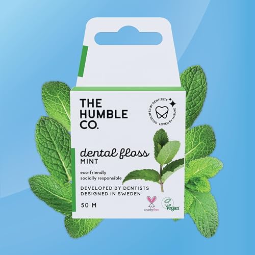 The Humble Co. Dental Floss (4pack) - Vegan, Waxed Dental Floss with Xylitol, 55 Yards of Adult and Kids Floss for Gum Care and Dental Care (Mint)