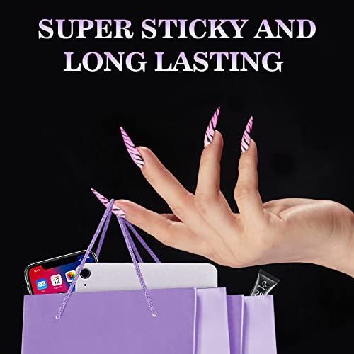 BTArtbox 10 Sheets 15 Sizes Ultra Thin & Waterproof Nail Stickers for Fake Nails, 300PCS Double Sided Jelly Nail Sticky Tabs for Manicure