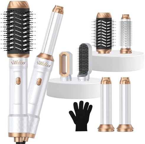 6 in 1 Hair Dryer Brush，Blow Dryer Brush Ionic Hair Dryer，Multi Hair Styler for Fast Drying Styling Curling Straightening Volumizing，Hair Curler Hair Straightener Styler Autowrap Air Styler