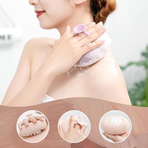 Super Soft Sunflower Suction Cup Bath Ball, 2025 New Sunflower Suction Cup Bath Ball, Loofah Body Scrubber Shower Sponge, Super Soft Exfoliating Bath Sponge for Women Men (Purple & Apricot)