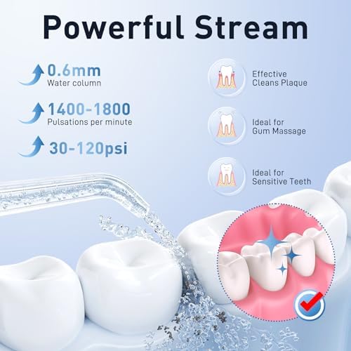 Water Dental Flosser Teeth Pick - 4 Modes Cordless Oral Irrigator - 300ML Portable and Rechargeable IPX7 Waterproof - Water Dental Piks for Cleaning for Home Travel - Oral Dental Care Fsa Hsa