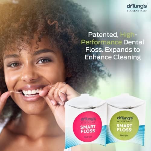DrTung's Smart Floss - Natural Floss, PTFE & PFAS Free Floss, Gentle on Gums, Expands & Stretches, BPA Free - Natural Dental Floss Cardamom Flavor (Pack of 3)