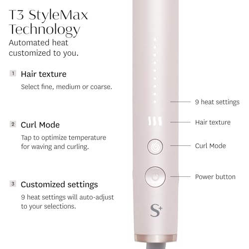 T3 SinglePass StyleMax Professional 1" Ceramic Flat Iron with Custom Heat Automation, 9 Heat Settings, Longer Ceramic Plates, for Straightening, Waving, Curling & Styling
