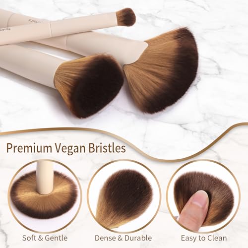 Makeup Brushes, Dual End Makeup Brush Set 7 Pcs, Foundation Contour Powder Concealer Eye Shadows Blush Make Up Brushes, Travel Gift Set, Cruelty-Free