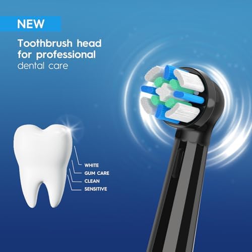 8 Pack IO Replacement Heads Compatible with Oral B iO 2/3/4/5/6/7/8/9/10 Series Electric Toothbrush, Brush Heads Compatible with Oral B iO for Gentle Dental Care (Black)