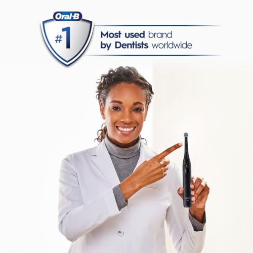 Oral-B iO Simple Clean Rechargeable Electric Powered Toothbrush, Night Black with 1 Gentle Care Brush Head and 1 Black Travel Case - Automatic Pressure Sensor to Protect Gums - 3 Modes - 2 Min Timer