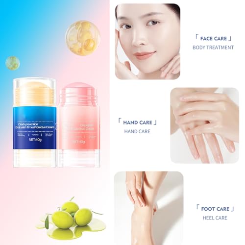 Eourhsa Crack Feet Prevention Stick, Eourhsa Foot Balm, Eoursha Crack Heel Cream -Smooth Protective BalM, Foot Balm for Dry Cracked Feet, Refreshing, Hydrating, Deep Moisturizing (Pink+Blue, one size)