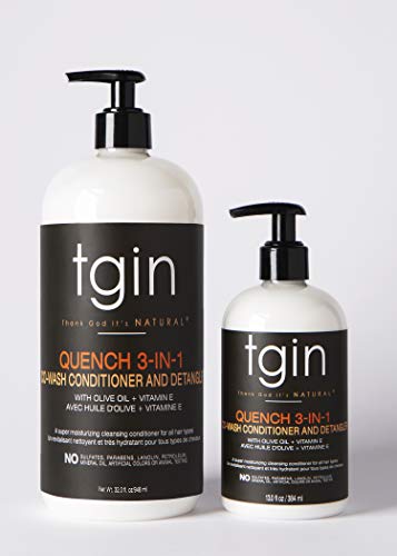 Thank God It's Natural tgin Quench 3-in-1 Co-Wash Conditioner, Detangler for Curly, Coily, Wavy Hair, Rich Moisture for Dry Hair, 13 oz
