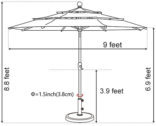 EliteShade USA 10-Year-Non-Fading Solar 9ft 3 Tiers Market Umbrella with 80 LED Lights Patio Umbrellas Outdoor Table with Ventilation,Burgundy