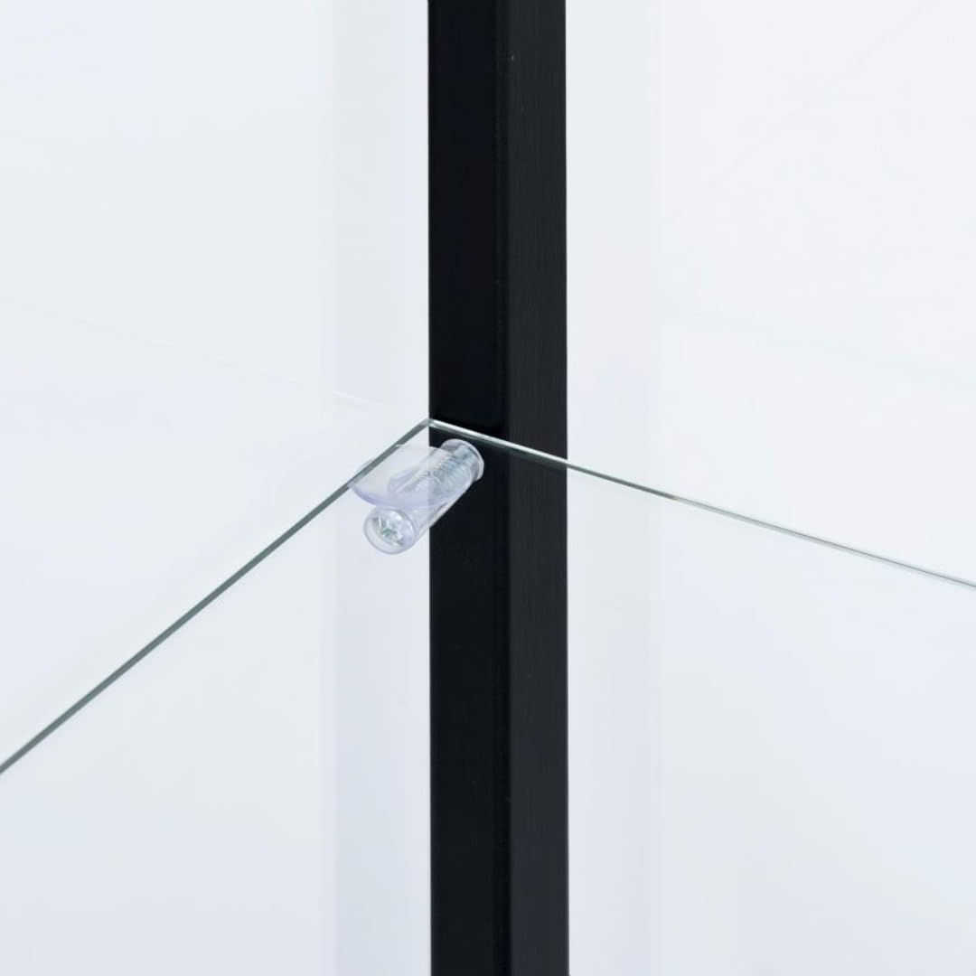 CARTESIAN Glass Display Case - Modern Curio Cabinets with Glass Doors & Five Shelves, 64.25'' Tall, Black Frame, Curio Display Cabinet for Collectibles, Living Room, Dining Room, or Office