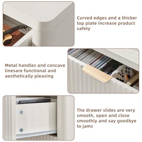 LEYAOYAO Fluted 6 Drawers Dresser for Bedroom, 43" Tall Modern Chest of Drawers with Metal Handle, Curved Profile Design,White Wood Drawer Organizer for Bedroom, Living Room, Hallway, Entryway