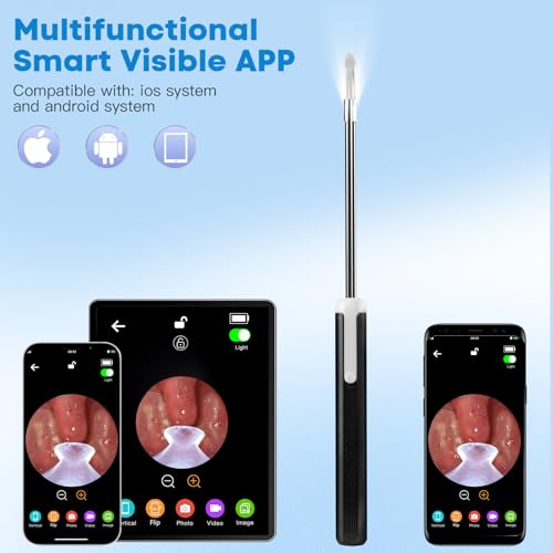 Tonsil Stone Remover Kit with Camera, Visual Tonsil Stone Removal Tool with LED Light, Rechargeable Tonsillolith Removal Tool with 4 Head - Fight Bad Breath - Attachments for iOS & Android