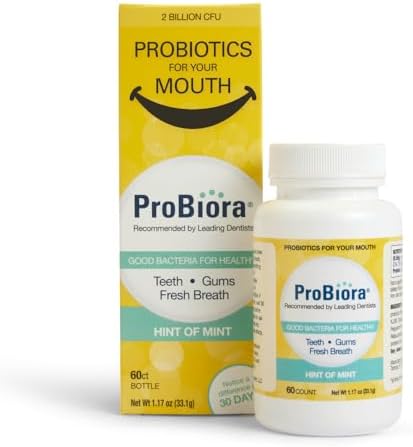 ProBiora Oral-Care Chewable Probiotic Tablets | Probiotic Supplement for Women & Men | Healthier Teeth & Gums | Fresher Breath | Whiter Teeth | 60 Count | Mint