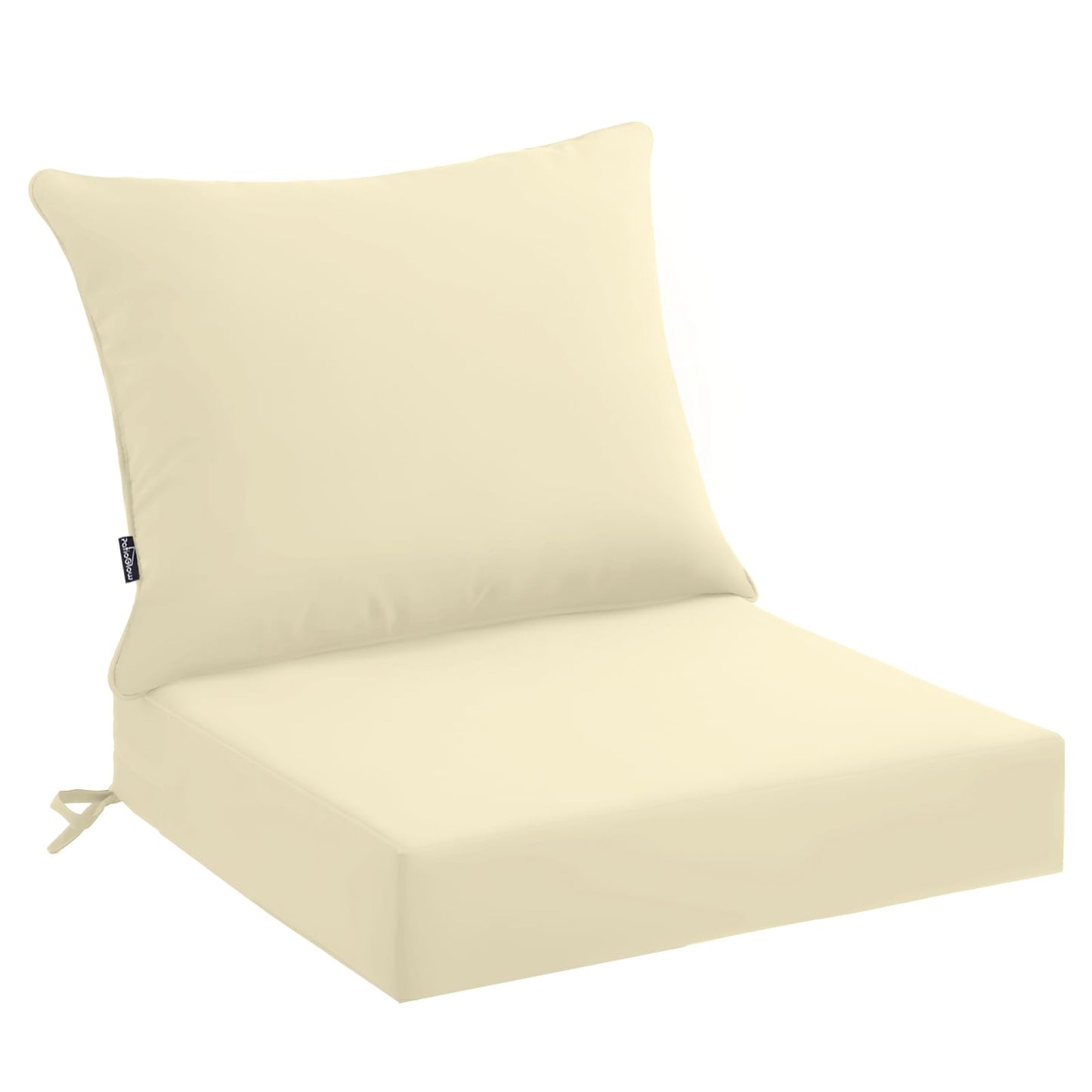 PatioGlow Outdoor Seat Cushion Set 24 x 24 x 4 Inch, Waterproof & Fade Resistant Patio Furniture Cushions with Removable Cover and Ties, Thick Deep Seating Pads for Outside Chair Sofa Couch, Yellow