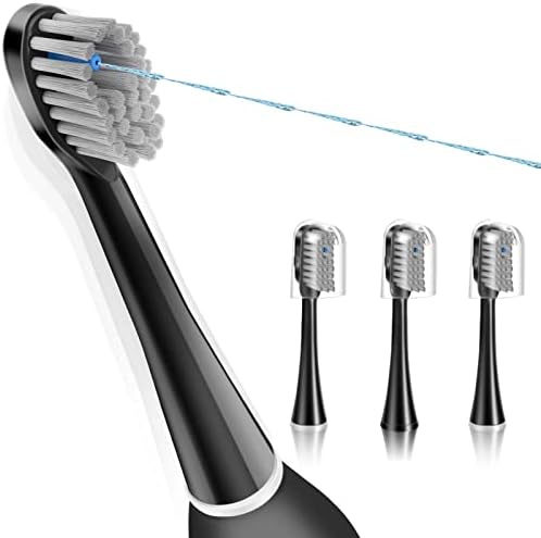 Flossing Toothbrush Head Replacement, 3 Count, Compatible with Water-pik Sonic Fusion / 2.0 SF-01, SF-02, SF03 & SF-04 (Black, Full Size(3Packs))