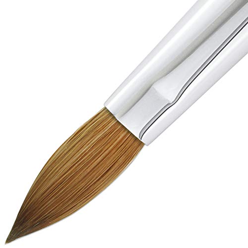 PANA Pure Kolinsky Hair Bristles Acrylic Nail Brush Oval Crimped Shaped Mahogany Wood Handle Professional Salon Quality (Size 8, Mahogany)
