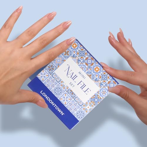 LONDONTOWN Mini Glass Double-Sided Nail File Set - Professional Travel-Sized Crystal Files with Case, Set of 3