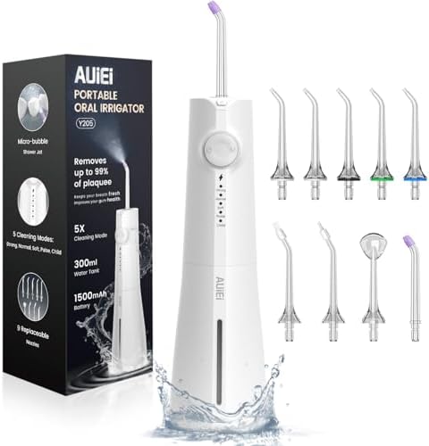 Water Flosser Teeth Pick: 9 Jet Tips Cordless Oral Irrigator with 300ML, 5 Modes Portable Power Dental Flossers, IPX7 Waterproof Rechargeable Electric Waterflosser Machine for Home Travel