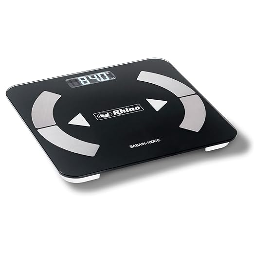 RHINO Smart Scale for Body Weight, High Precision, Bluetooth, Fitdays App, iOS and Android, Bathroom Wireless Machine for Fat, Muscle, BMI, 14 Body Indicators, 400lb (Black)