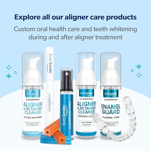 EverSmile AlignerFresh Cleaning Spray for Invisalign and All Clear Aligners and Retainers – On-the-Go Cleaning & Teeth Whitening, Kills Bacteria, Fights Bad Breath – Mint Flavor, 10ml (2 Pack)