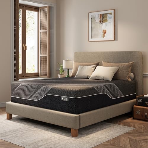 CH CHARME HOUSE 14 Inch King Mattress, Bamboo-Charcoal Memory Foam Mattress, Cooling & Pressure Relief, Bed in a Box, Foam Made in USA & CertiPUR-US Certified, 76"x80"x14", Black