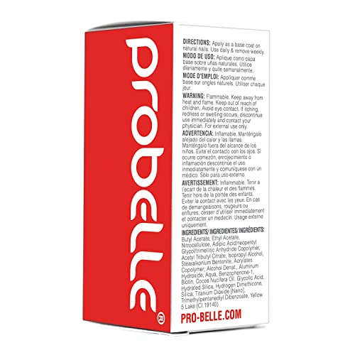 Probelle Nail Hardener Formula 1 - Repair Damaged Nails, Extra Strong Nail Growth Base Coat For Brittle Nails, Grows and Strengthens Soft, Weak Nails, Aids Splitting, Breaking, Peeling Nails