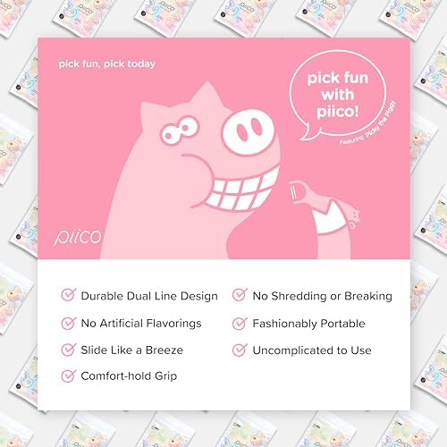 Piico Unflavored Kids Floss - No Fluoride Dual Line Dental Floss Picks - Fun Oral Care in Colorful Floss Sticks Design - Kids Flossers Prevent Tooth Decay & Gum Disease - 240 Count Zoo & Travel Case